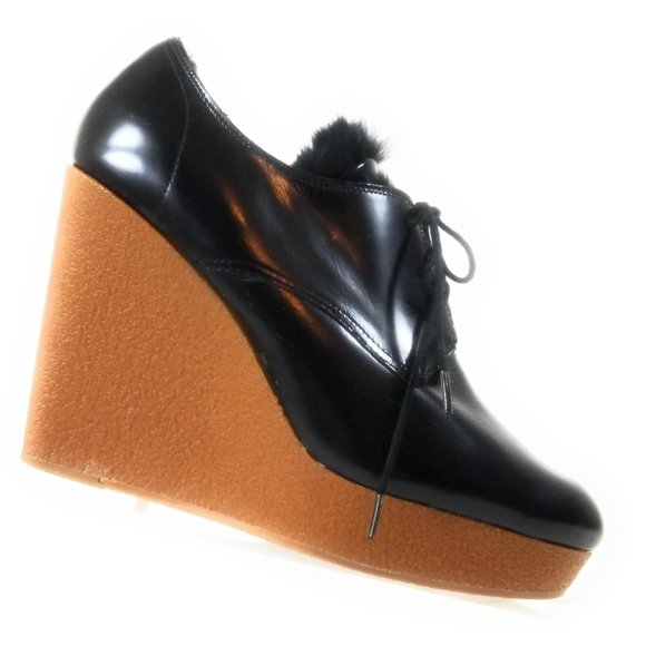 3.1 Phillip Lim Women Black Leather High Wedges La - Picture 1 of 11